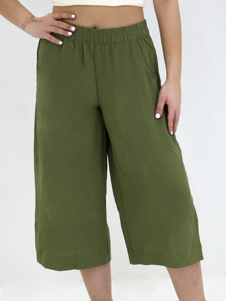 Image for Women's Cropped Wide Legs Pant,Olive