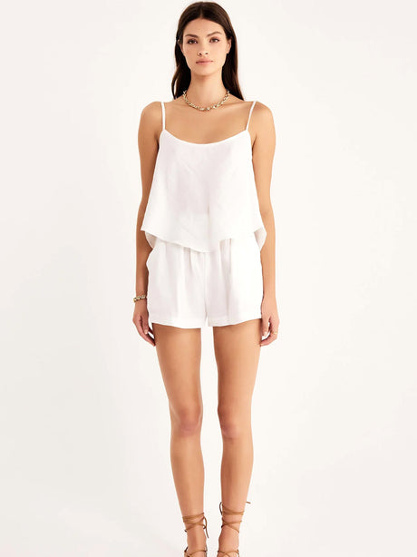 Image for Women's Plain Solid Short Jumpsuit,White