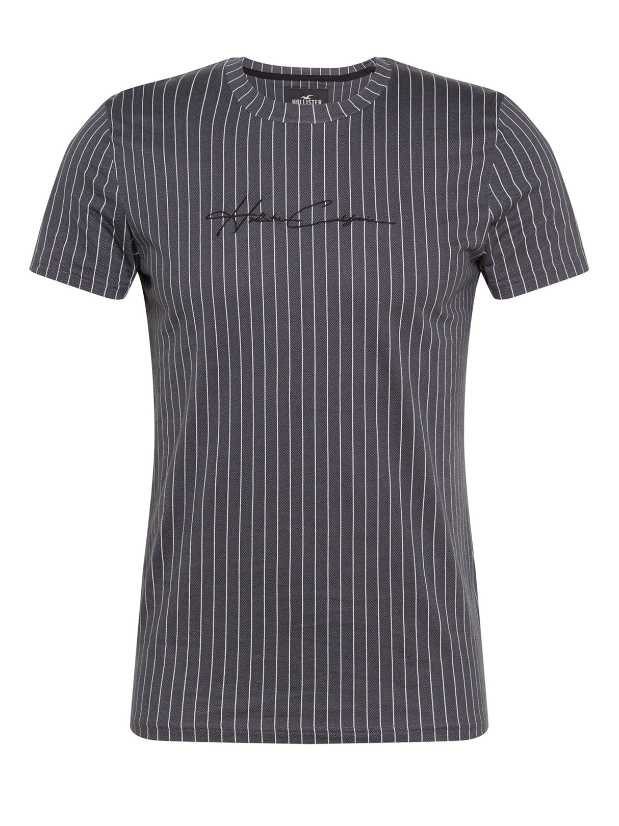 Image for Men's Striped Embroidered T-Shirt,Dark Grey