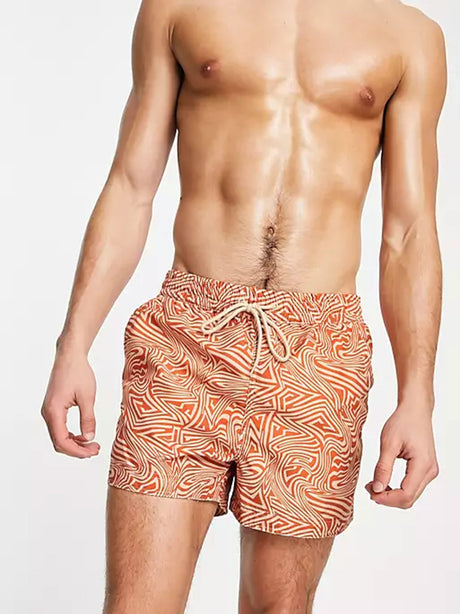 Image for Men's Printed Swim Short,Orange