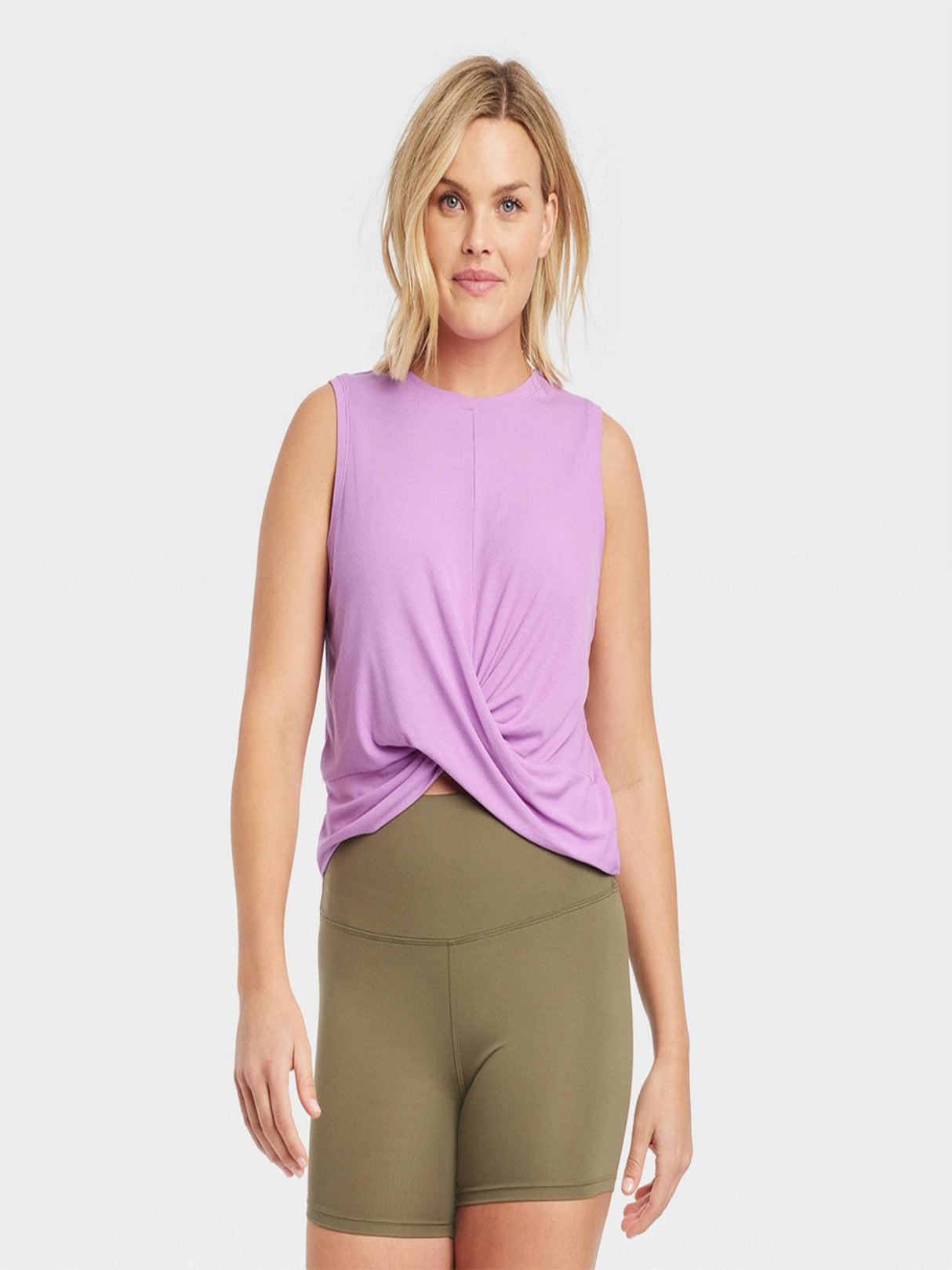 Image for Women's Twist-Front Ribbed Top,Purple