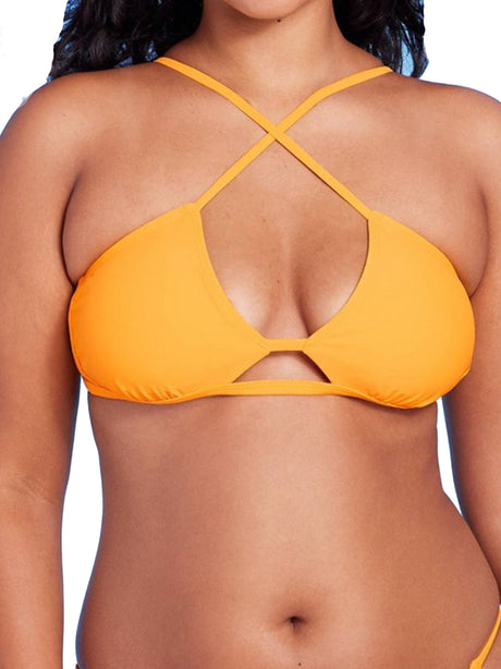 Image for Women's Cut Out Cross Front Bralette Bikini Top,Orange