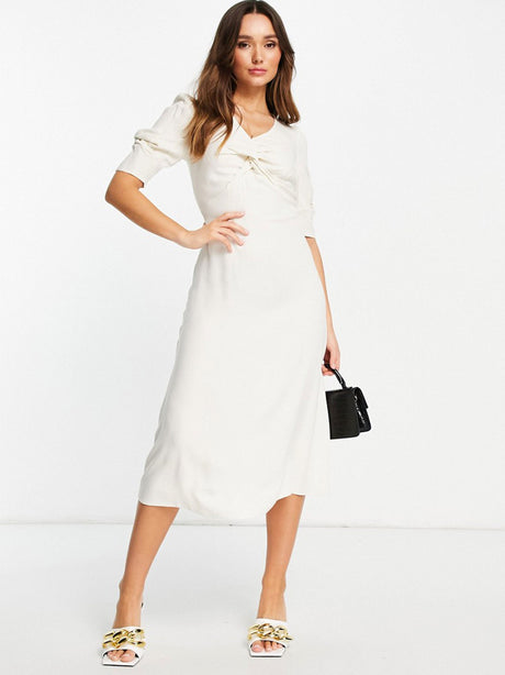Image for Women's Twisted-Front Detail MIDI Dress,Off White
