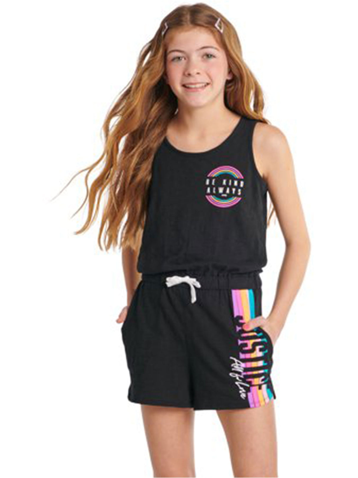 Image for Kids Girl Graphic Printed Romper,Black