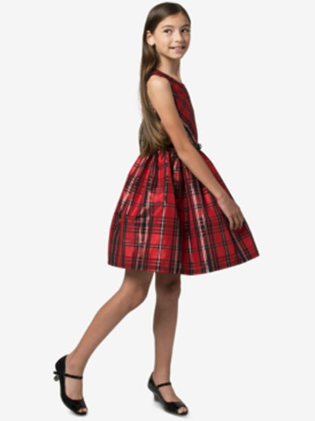 Image for Kids Girl Brillant Plaid Dress,Red