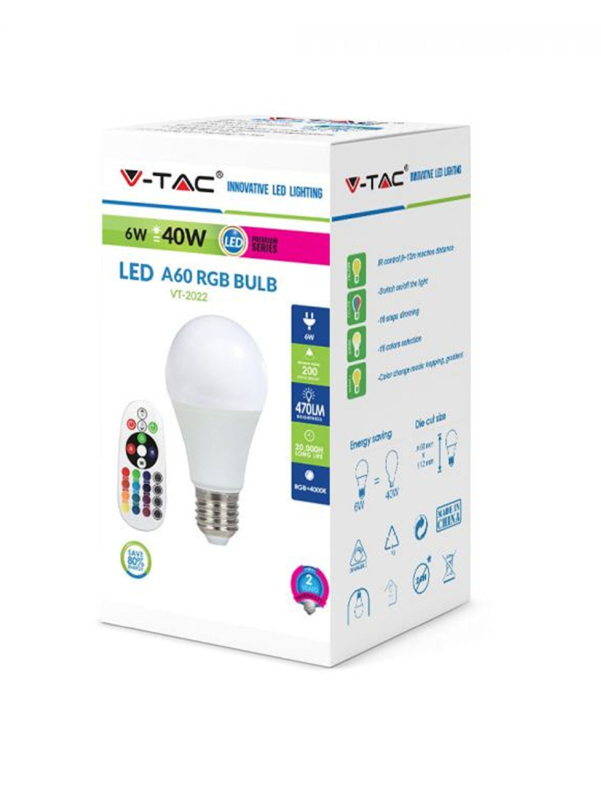 Image for Led A60 Rgb Bulb With Remote Controller, 6W