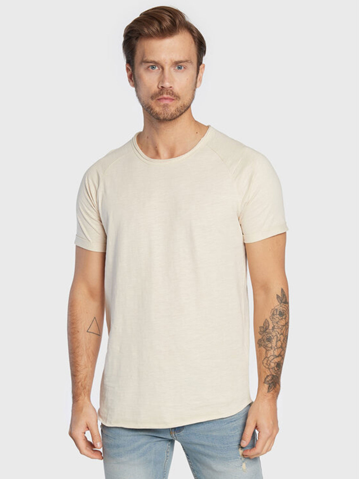 Image for Men's Plain Solid Tee,Beige