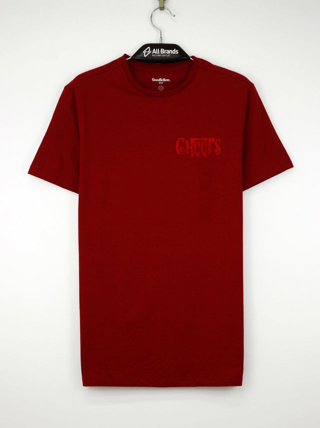 Image for Men's Chest Graphic Printed Top,Burgundy
