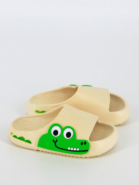 Image for Kids Boy Cartoon Crocodile Slippers Shoes,Beige