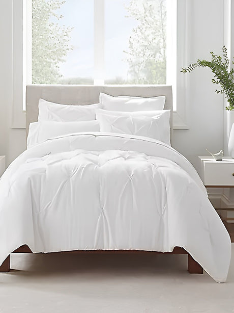 Image for Full/Queen Pleated Comforter Set White, 3 Pieces
