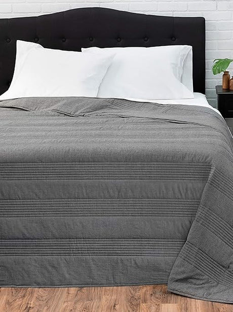 Image for Reversible Oversized Full/Queen Quilt, Heathered Gray