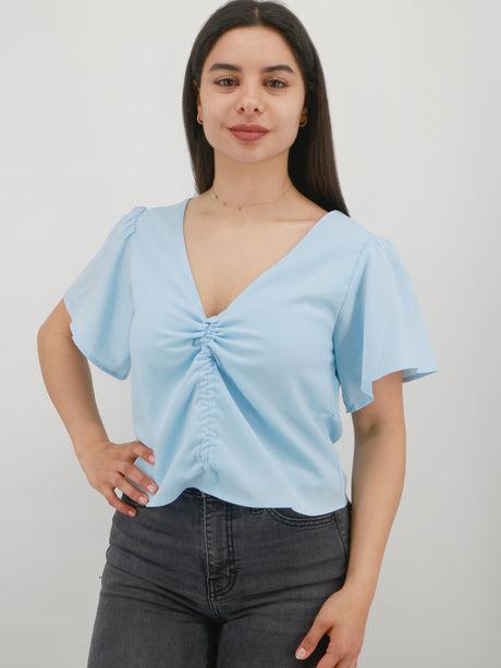 Image for Women's Ruched Front Top,Light Blue