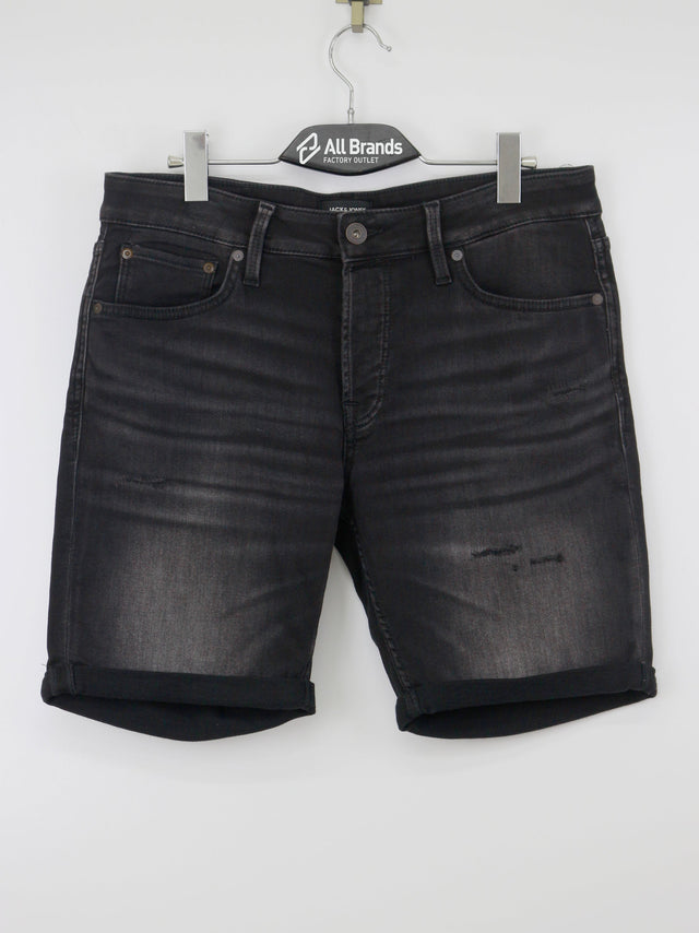 Men's Washed Embroidered Denim Short,Black – All Brands Factory Outlet