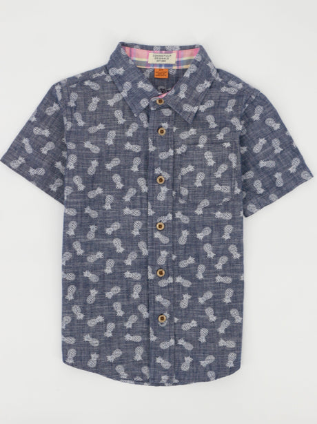 Image for Kids Boy Pineapple Toss Printed Shirt,Navy