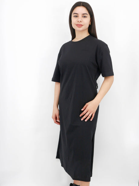 Image for Women's Brand Logo Embroidered Side Split T-Shirt Dress,Black