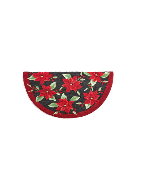 Image for Poinsettia Hooked Holiday Slice Rug