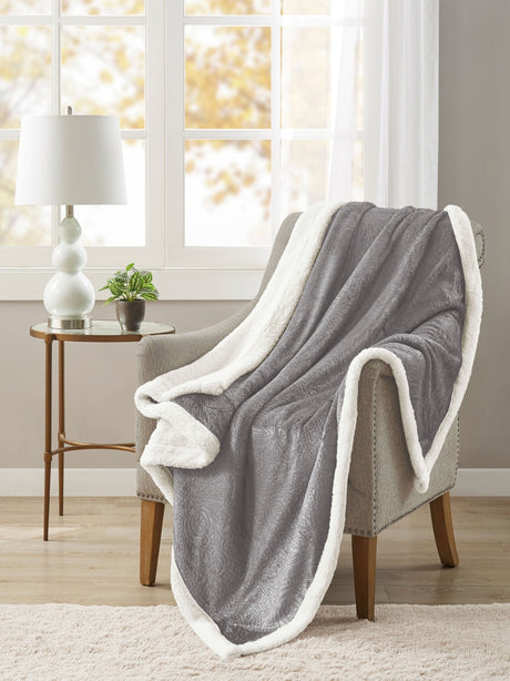 Image for Textured Reversible Blanket, Grey