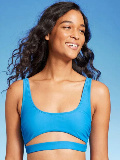 Image for Women's Plain Cut Out Bikini Top,Blue