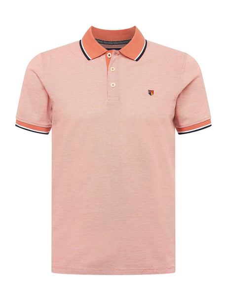 Image for Men's Textured Embroidered Polo Shirt,Peach