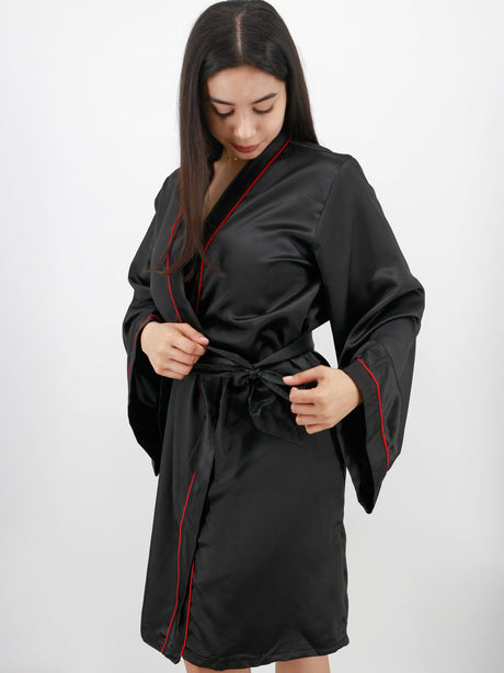 Image for Women's Sleepwear Satin Robe,Black