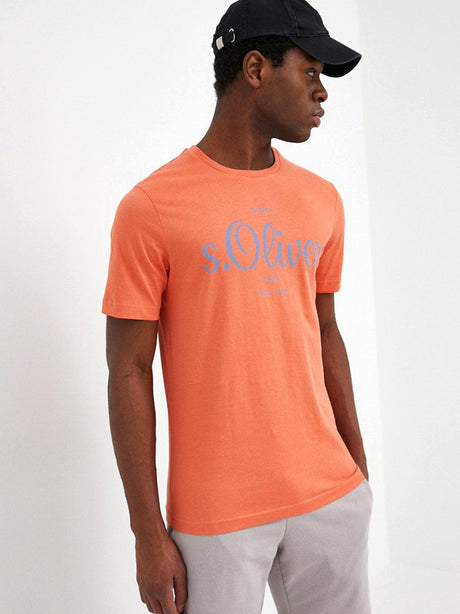 Image for Men's Brand Logo Printed T-Shirt,Orange