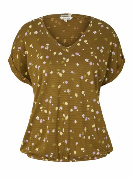 Image for Women's Graphic Printed Ribbed Top,Olive