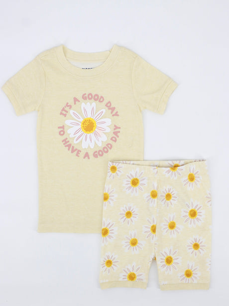 Image for Kids Girl Floral Printed 2 Pieces Sleepwear Set,Light Yellow