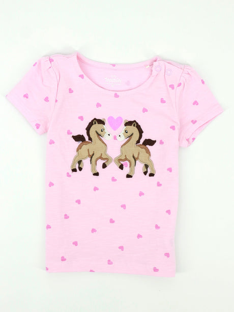 Image for Kids Girl Heart-Printed/Embroidered Top,Pink