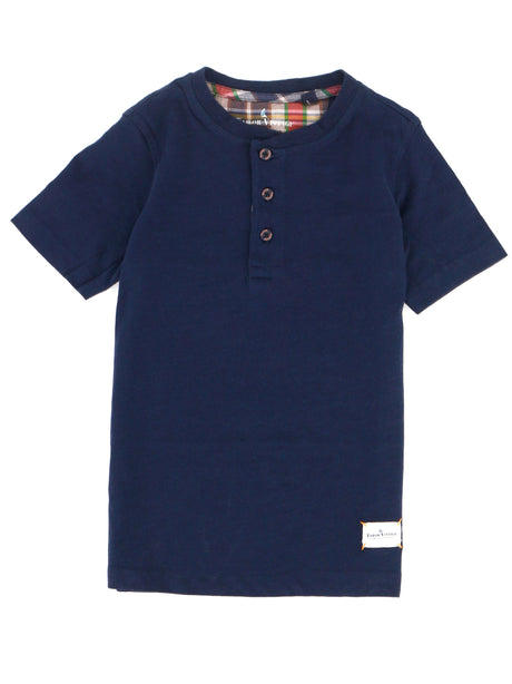 Image for Kids Boy Plain Solid Henley Top,Navy