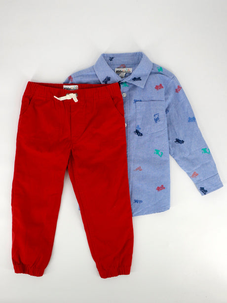 Image for Kids Boy Graphic Printed Shirt With Drawstring Pant Set,Multi