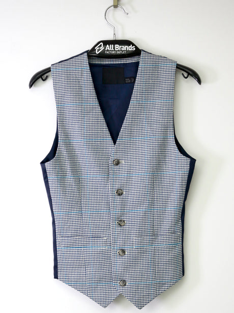 Image for Men's Plaid Textured Vest,Navy