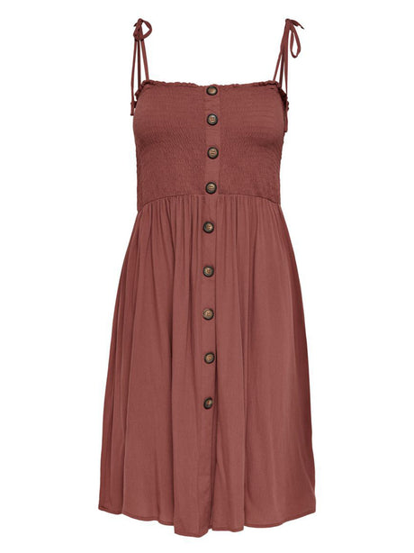 Image for Women Smocked Chest Dress,Brown
