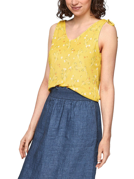 Image for Women's Floral Printed Mesh Top,Yellow
