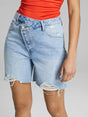 Image for Women's Criss Cross Ripped Denim Short,Light Blue