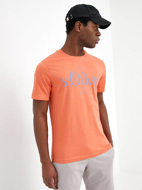 Image for Men's Brand Logo Printed T-Shirt,Orange