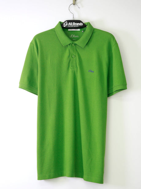 Image for Men's Brand Logo Embroidered Textured Polo Shirt,Green