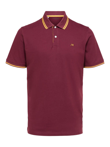Image for Men's Brand Logo Embroidered Textured Polo Shirt,Burgundy