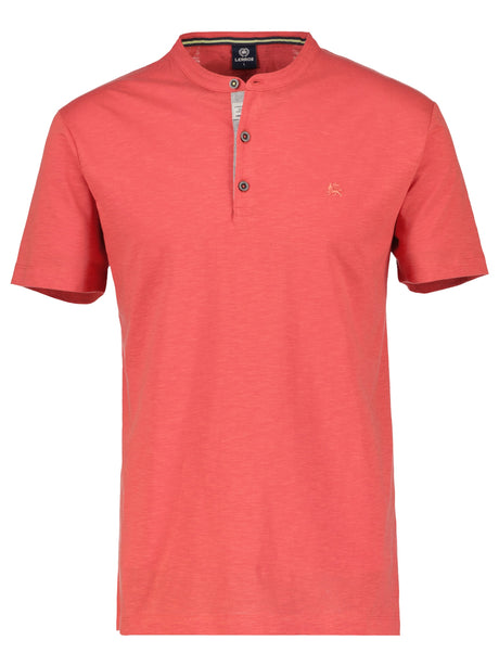 Image for Men's Brand Logo Embroidered Henley Top,Peach