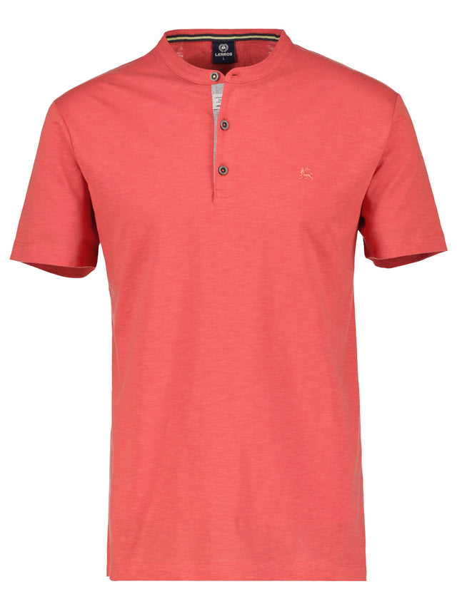 Image for Men's Brand Logo Embroidered Henley Top,Peach