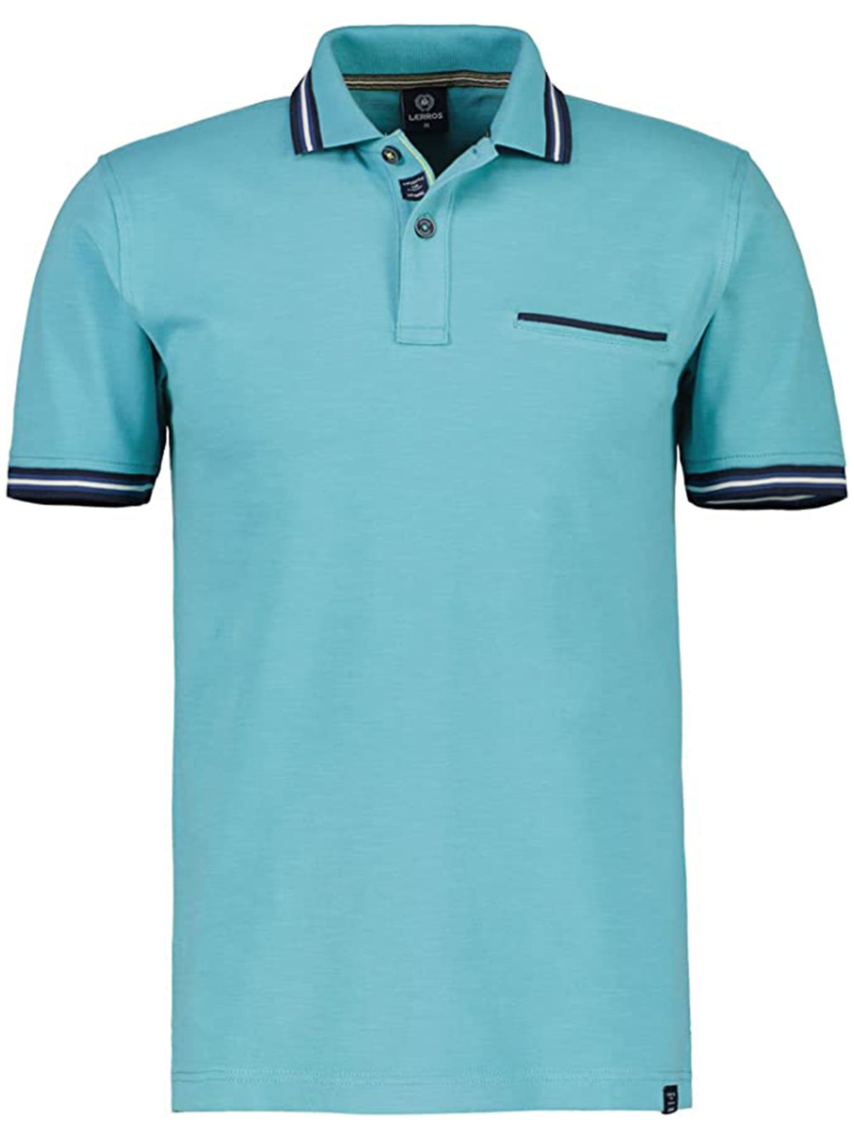 Image for Men's Striped Trim Textured Polo Shirt,Light Blue