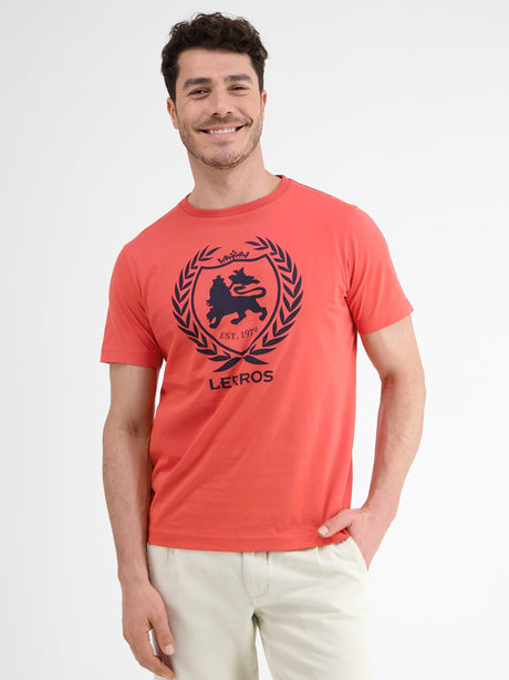 Image for Men's Brand Logo Printed T-Shirt,Coral