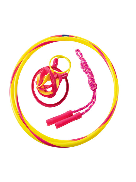 Image for Hula Hoop, Skipping Rope, And Flexi Skipping Rope, Yellow & Pink