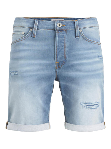 Image for Men's Embroidered Washed Denim Short,Light Blue