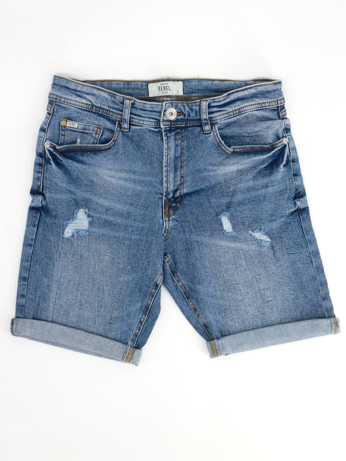 Image for Men's Ripped Washed Denim Short,Blue