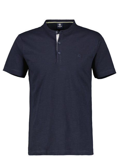 Image for Men's Brand Logo Embroidered Henley Top,Navy