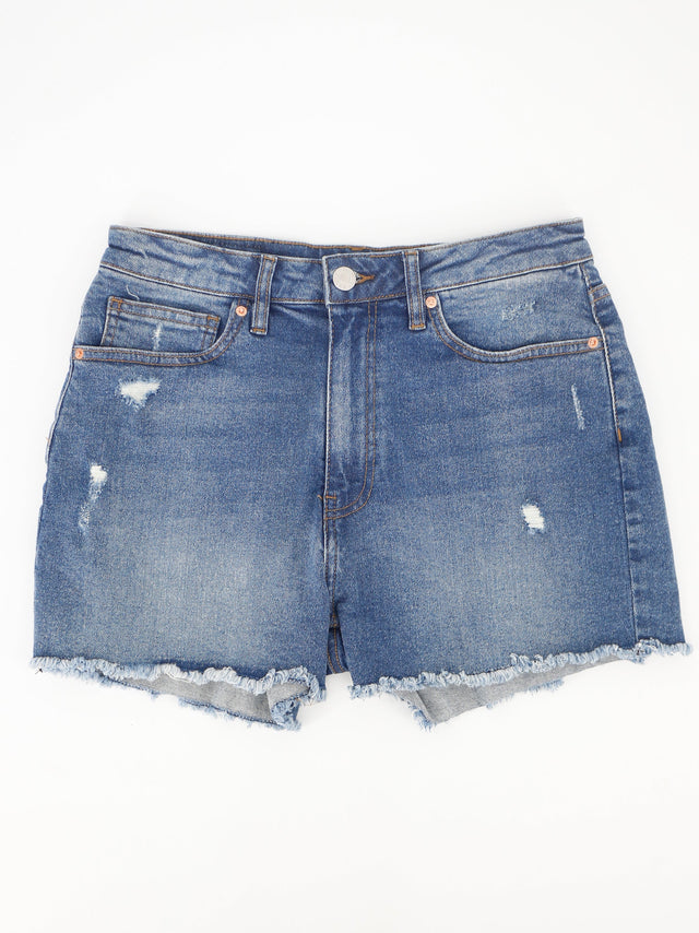 Image for Women's Mini Denim Short With Little Rips,Dark Blue