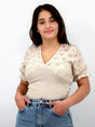 Image for Women's Smocked Waist Eyelet Top,Beige