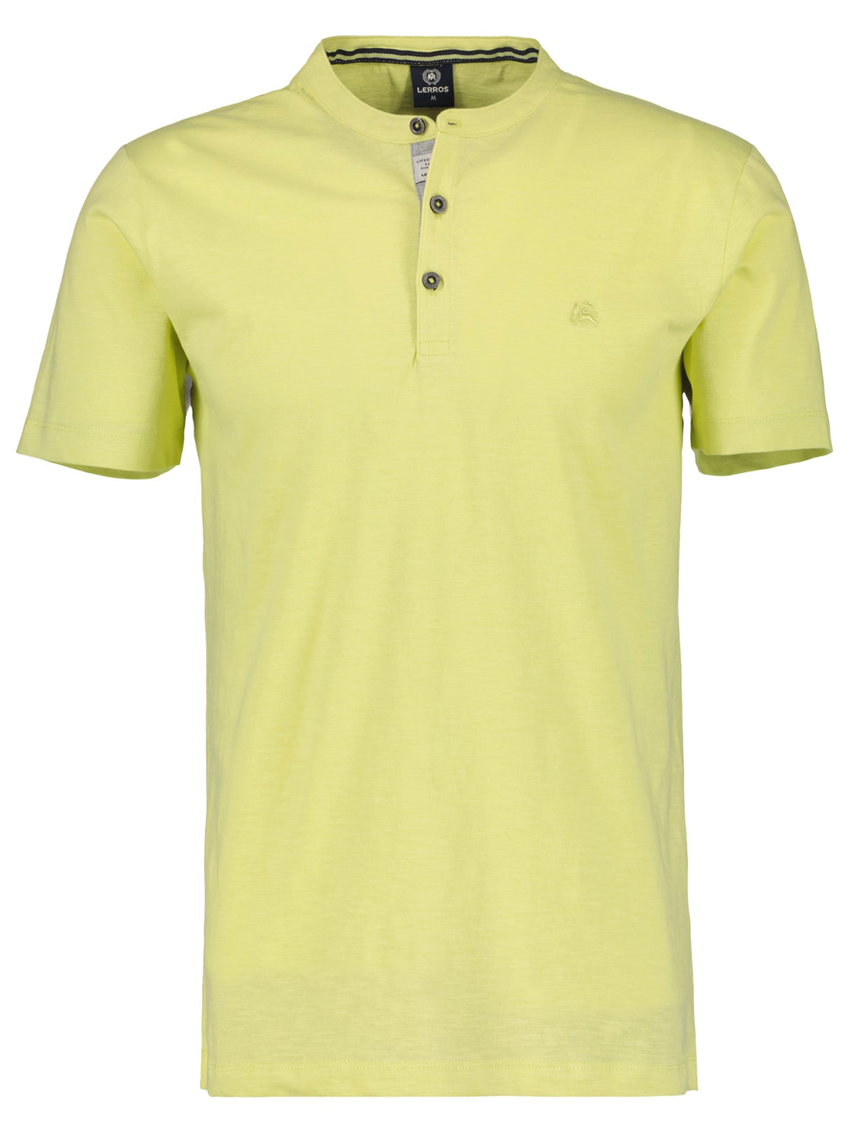 Image for Men's Brand Logo Embroidered Henley Top,Light Yellow