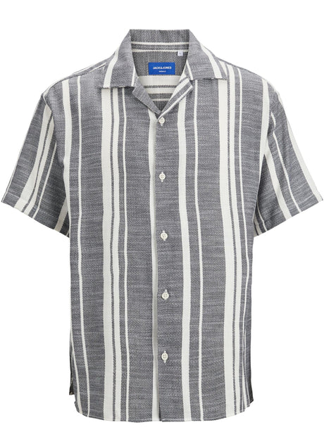 Image for Men's Striped Textured Dress Shirt,Black/Off White