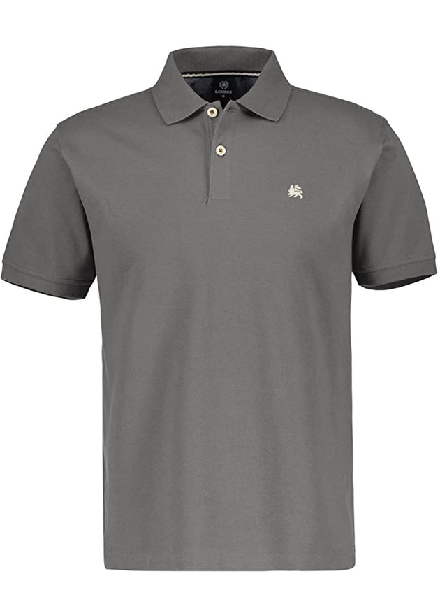 Image for Men's Brand Logo Embroidered Textured Polo Shirt,Dark Grey